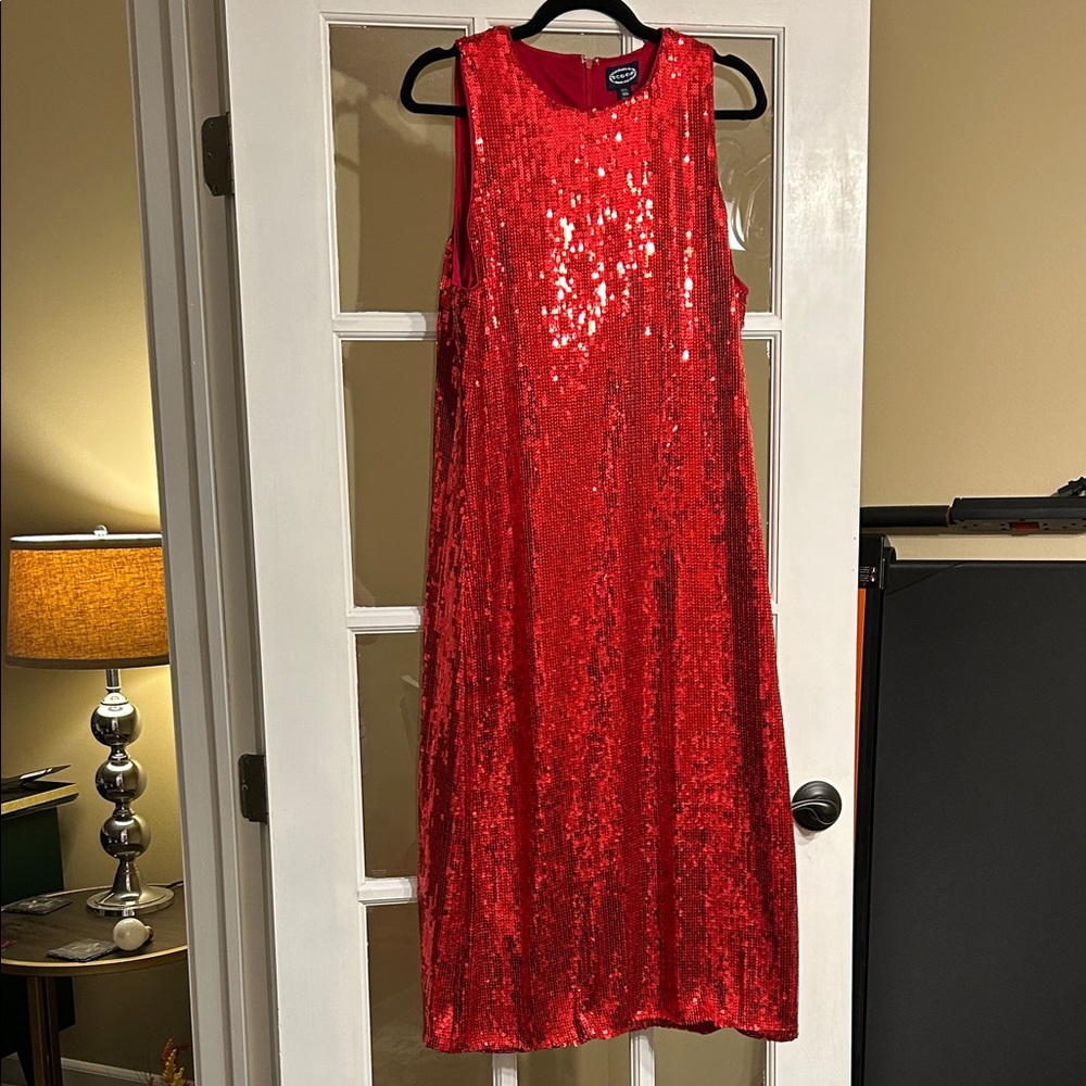 Red Sequin Midi Dress
